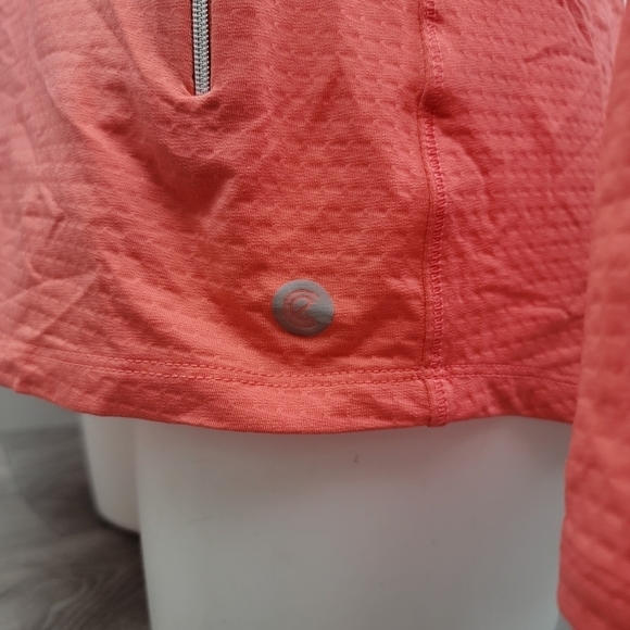 Bette & Court Orange Top Hoodie M Pullover Adjustable Zip Pockets Golfing Active - Picture 11 of 13